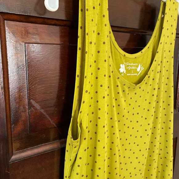 Gudrun Sjoden Green with brown Polka Dots Sleeveless Midi Dress - Picture 3 of 8